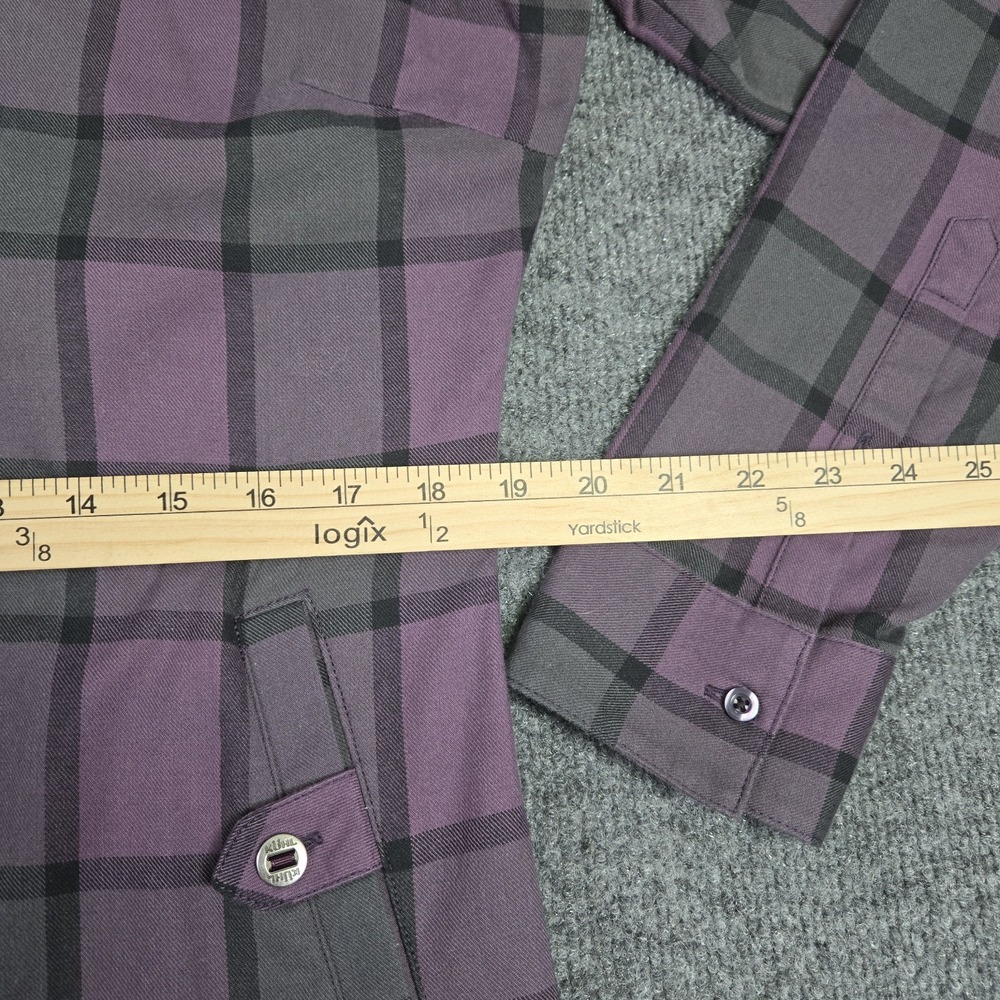 Kuhl Rukus Women's Plaid Flannel Pullover Shirt Size Large Purple Pockets Hiking - Picture 8 of 14
